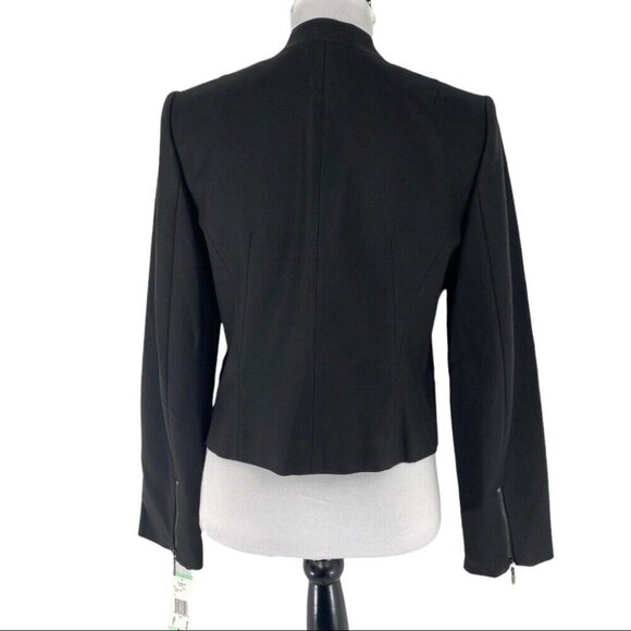 Anne Klein NWT Black Collarless Long‎ Sleeve Career Minimalist Blazer 8/C38 - Picture 7 of 10